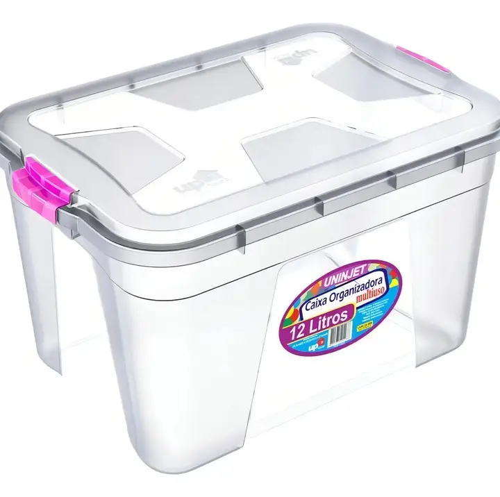 Uninjet caixas decorativas organizadora multiuso transparente capacidade 12L